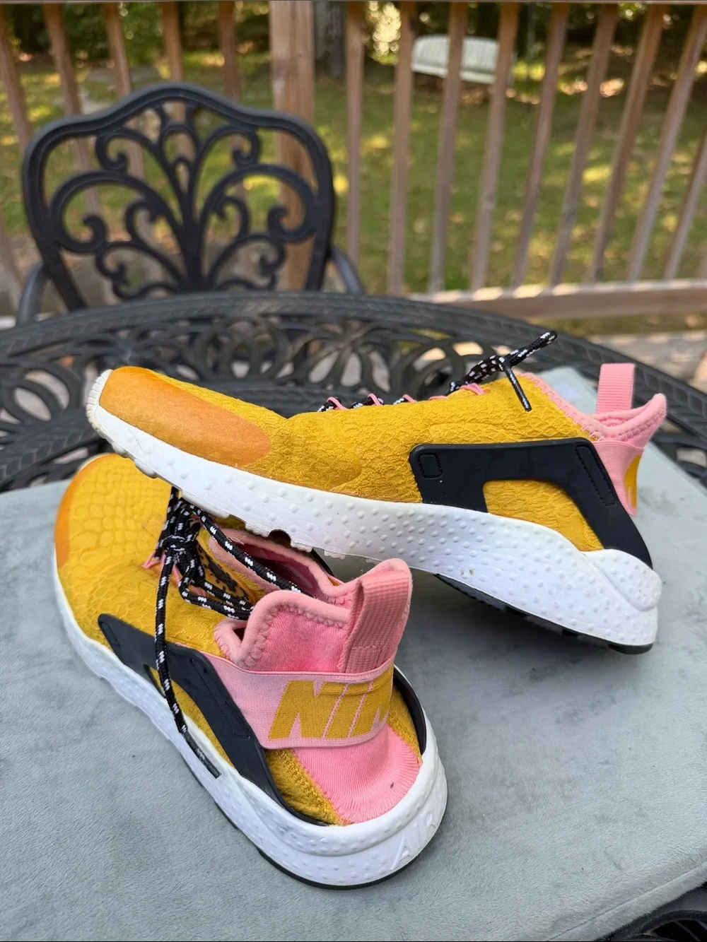 Nike Women’s Yellow and Pink Knit Athletic Sneakers